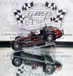 Scale model cars on a checkered anniversary background for GMP 7601B