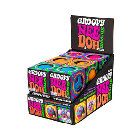 Colorful toy set with vibrant, mushroom-themed components in a box for Schylling GSND