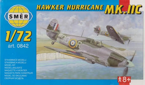 Scale model kit box art featuring two Hawker Hurricane MK.IIC aircraft in flight for SMER 0842