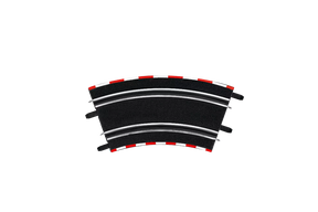 Curved racetrack piece for model cars, featuring red and white curbing for Carrera 20061646