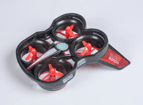 Black drone with four red propellers, ready for flight for Flight Lab Toys FHT1000