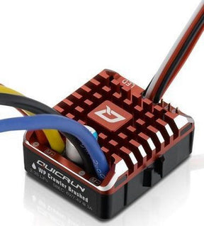 Brushed ESC for rock crawler, showing power leads and housing for Hobbywing HWI30112750