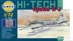 Model kit box art featuring a green Iljusin Il-2 aircraft on a snowy field for SMER Iljusin Il-2 Hi-Tech