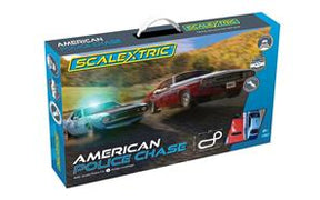 Model train set box featuring police cars: Javelin and Challenger for Scalextric C1405T