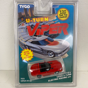 Red and silver remote-control Viper race car set in packaging for Tyco 7033