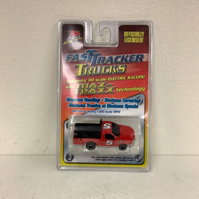 Red race truck toy in blister card packaging for Life-Like Racing Fast Trackers 9794