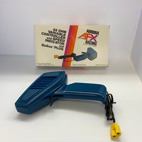 Blue vintage variable speed controller with attached yellow plug for Aurora AFX Vintage 1438