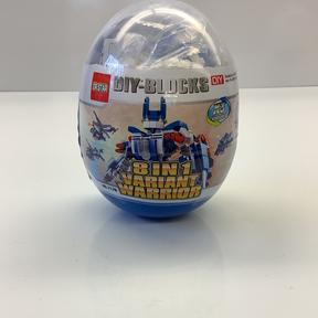 DIY block toy packaging featuring a 8-in-1 variant warrior action figure for Schylling 88239TY