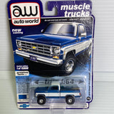 Auto World  Muscle Trucks Premium Version A & B | AW64262 | AW Die Cast-Round2 Returns-AW64262-B-3-3 |  1978 Chevy K10 Silverado FeetSide Blue/White | Auto world Die Cast-ProTinkerToys