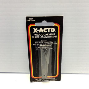 Assortment of five woodcarving blades in various shapes and sizes for X-ACTO X137