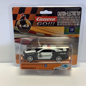 Slot car of a 2015 Chevrolet Camaro ZL1 "Sheriff." for Carrera Go 20064031