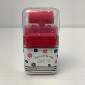 Pink and white eraser roller with floral design for BC USA 71406