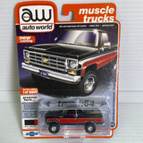 Auto World  Muscle Trucks Premium Version A & B | AW64262 | AW Die Cast-Round2 Returns-AW64262-A-3-3 |1978 Chevy K10 Silverado Fleetside Black/Red| Auto world Die Cast-ProTinkerToys