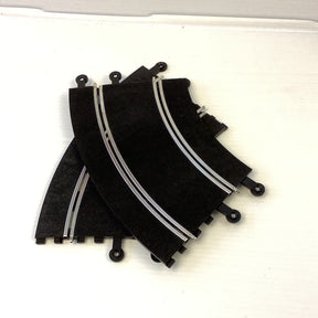 Black curved model train track pieces for layout building for SCX or Scalextric C151/84000