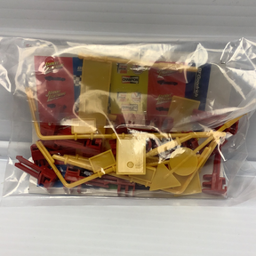 Assorted red, yellow, and white plastic flags and signs for display for Johnny Lighting JL2007
