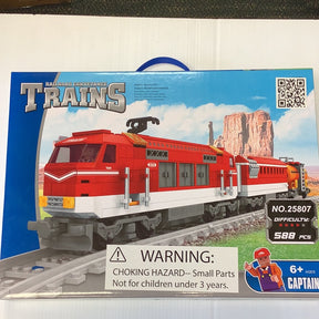 Red train set with passenger and tanker cars, building toy for ages 6+ for Railroad Conveyance Trains AUS25807