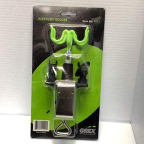 Airbrush holder with green coiled cord, packaged for sale for Grex HD1