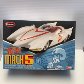 Speed Racer Mach 5 model kit box art featuring the car and character for Polar Lights POL981