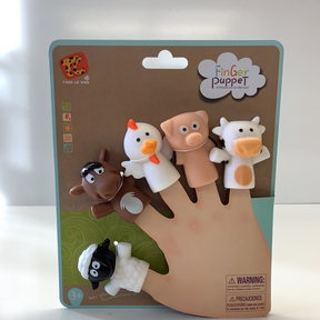 Five animal finger puppets: cow, pig, dog, cat, and sheep for 88180TY