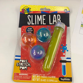 Slime Lab kit with colorful slime balls and yellow liquid container for Toy Smith 90979
