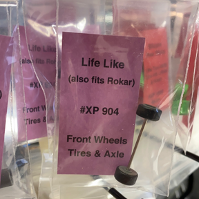 Label for Life Like XP 904 front wheels, tires, and axle