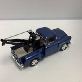 Blue 1955 Chevy tow truck toy with extended boom for Kinsmart 5378D