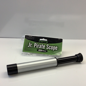 Silver and black toy spyglass with packaging for Schylling 04904