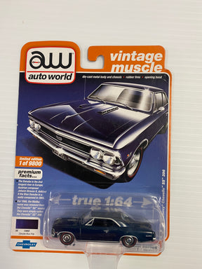 Blue vintage muscle car die-cast model with opening hood for AW Die Cast AW64252