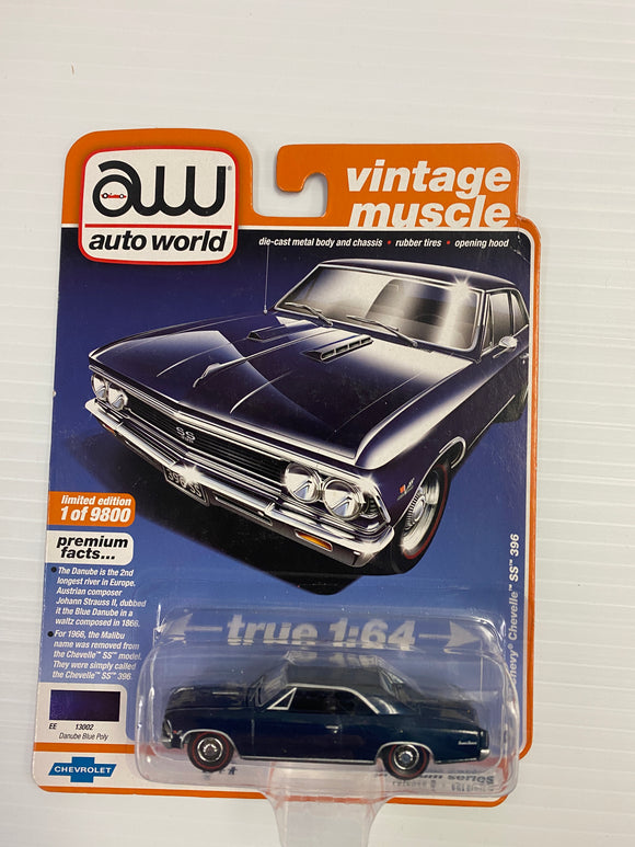 AW auto world Premium Series Version Vintage Muscle | AW64252 | AW Die Cast-Round2 Returns-AW64262-A-2-6 | 1966 Chevy Chevelle SS 396 Blue| Auto world Die Cast-ProTinkerToys
