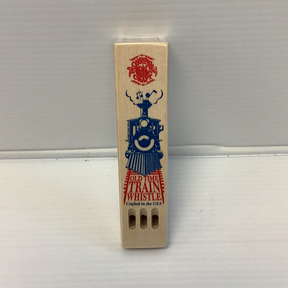 Wooden train whistle with blue and red decoration for Channel Craft TRW