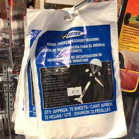 Rocket wadding accessory bag with instructions and product details for Estes EST2274