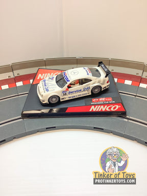 White Mercedes CLK DTM race car toy with "Service 24H" decal for NINCO 50250