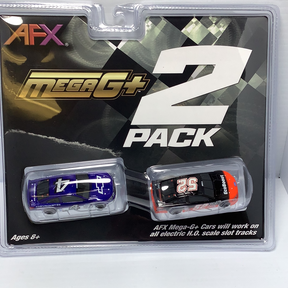 Two slot car race cars in clear plastic packaging for electric slot cars for AFX/Racemasters 22041