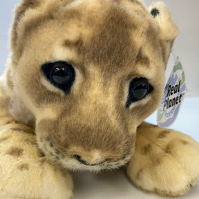 Stuffed lion cub toy with dark eyes and light brown fur for Real Planet LC48