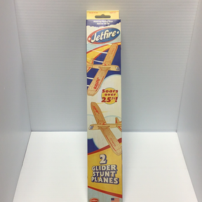 Two glider stunt planes toy packaging featuring a yellow and blue design for Roy Toy GJTP