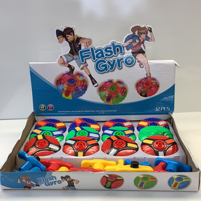 Assortment of colorful, spinning tops in a display box for Schylling 88143TY