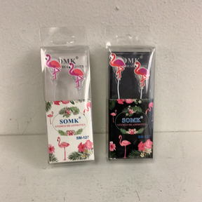 Pink flamingo patterned stereo headphones in packaging for IMEX-Toys 87621EL