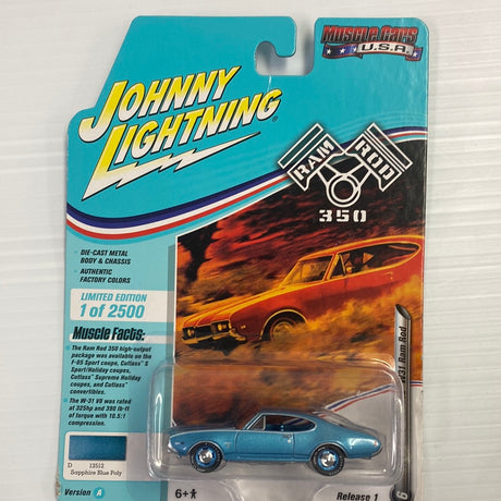 Muscle Cars USA Assotment | JLMC022  | Defectives Johnnny Lighting-Round2 Returns-JLMC022-A-1-6 | 1968 Olds Cutlass W31 Ram Rod Sapphire Blue Poly | Johnny Lighning Die Cast-ProTinkerToys