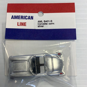 Silver die-cast model of a Corvette convertible for American Line B401