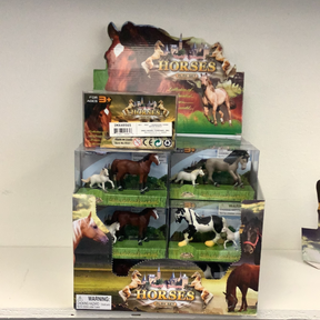 Stacked toy sets featuring various horse figures for play for Schylling IMX49565