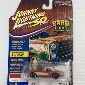 1957 Chevy Corvette diecast model in Venetian Red for Johnny Lightning JLMC020-4