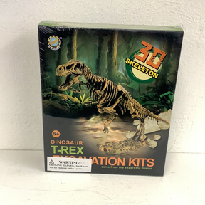 Dinosaur T-Rex skeleton set box art showing a life-sized skeleton in a jungle scene for IMEX Model Company IMX49015