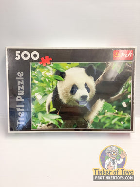 Cute panda puzzle box featuring a giant panda in lush greenery for Trefl TRF37142