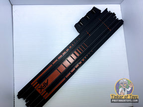 Black and red train track sections with vintage graphics for Aurora Tomy AFX Vintage 503345