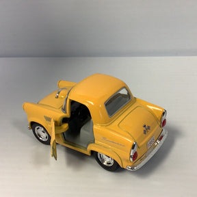 Yellow 1955 Ford Thunderbird diecast model car viewed from the side for Kinsfun 4022D