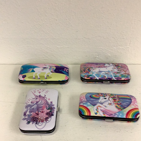 Set of 7 unicorn print cases for manicure tools for IMEX-Toys 88097GL
