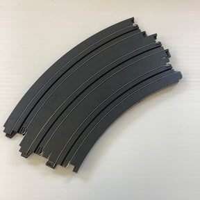 Curved model train track sections, black, for laying out a gentle curve for Auto World Track H0003