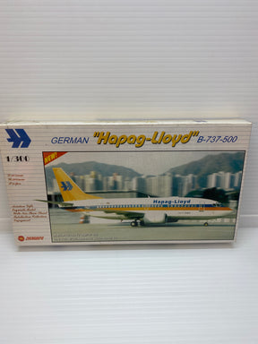 Model kit box art: German Hapag-Lloyd B-737-500 airplane model for Zhengdefu ZDF365