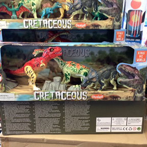 Assorted articulated dinosaur toys in various poses and colors for 3 dinosaurs 49012