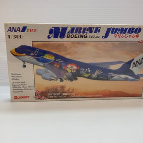 Model kit box art showing a blue and white ANA Boeing 747-400 airplane for Zhengdefu ZDF338
